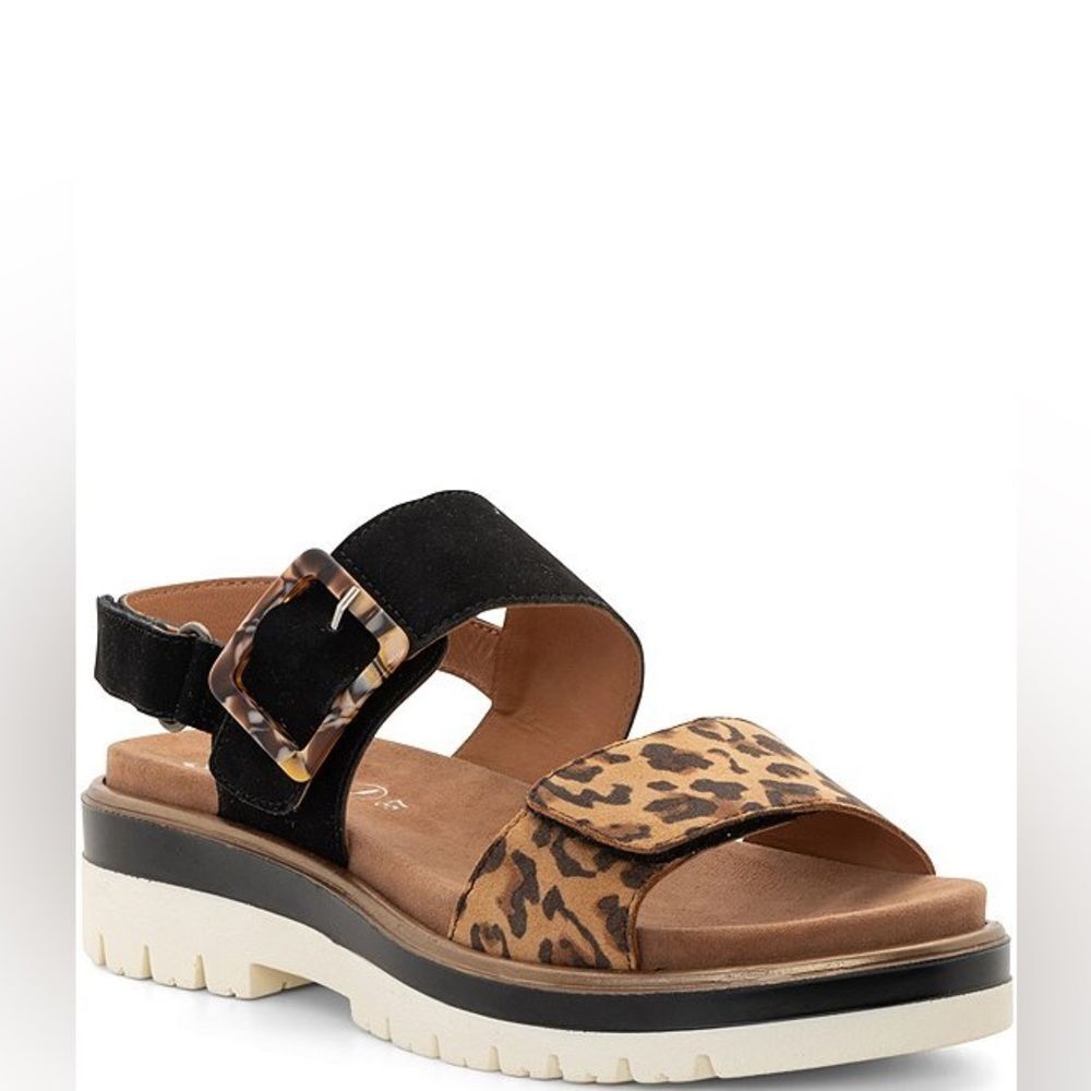 Ara Marbella Leopard Print Suede Adjustable Sandals size 42 EU 11 US